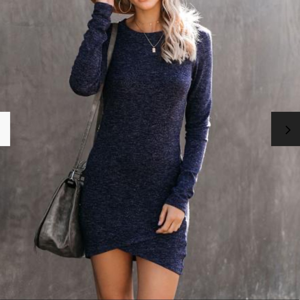 Navy Long Sleeved Dress
